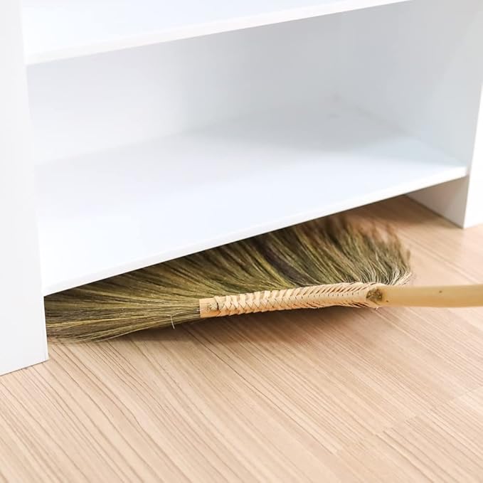 SKENNOVA - Hand Crafted Broom - Traditional Natural Grass Broom Bamboo Stick Handle Handmade Size 40 inch
