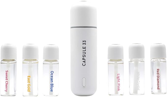 Car Perfume Diffuser (UPGADED) Air freshener Waterless Diffuser Smart Ultrasonic Air Freshener with 6 Premium Fragrances Automatic (On/Off) Car Gift for Men and Women (Black)