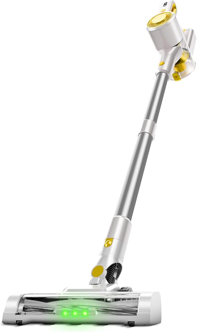 KIKETECH Cordless Vacuum Cleaner Stick Vacuum Cleaners for Home Handheld Vacuum Cleaners for Home for Pet Hair/Carpet/Floor (Yellow)