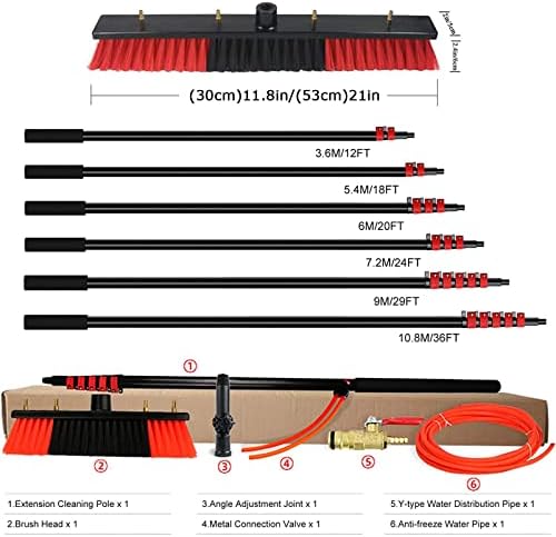 Glass Cleaning Brush Home Water Fed Telescopic Pole Kit Solar Panel Brush Rotating for Photovoltaic PanelTelescopic Water Fed Pole Kit with 55cm Brush - Extendable Cleaner for Conservatory