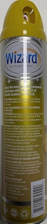 Wizard The Magic of Fresh | Odor Neutralizer &amp Air Freshener - 10 Oz. Vanilla cookie (Pack of 6) (Packaging May Vary)