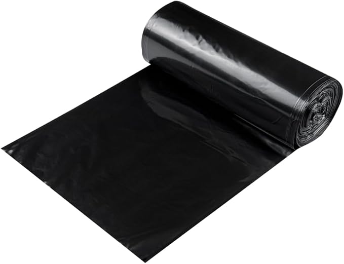 Restaurantware RW Clean 45 Gallon Trash Bags 100 Light-Duty Garbage Can Liners - Fits 40-45 Gallon Trash Cans Stretchable Black Plastic Bin Liners With Star Seal Bottom