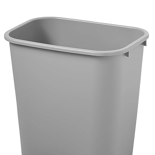 Rubbermaid 6 Pack 2955GRA Deskside Plastic Wastebasket Rectangular 3 1/2 gal Gray