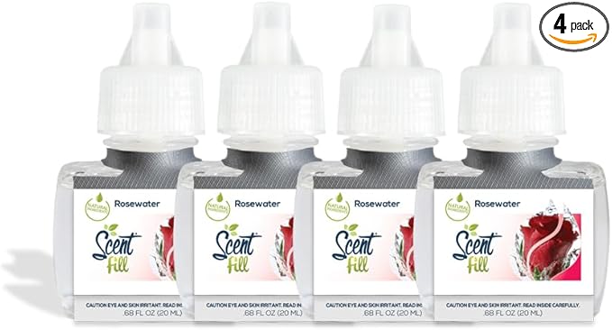 Scent Fill Rosewater Plug in Air Freshener 4 Scented Oil Refills