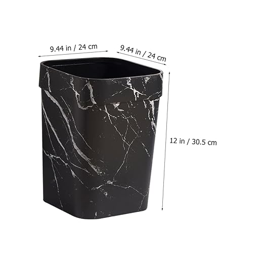 Angoily Square Waste Basket Marble Texture Capacity Plastic Garbage Container for Home Kitchen Bathroom and Office Decor