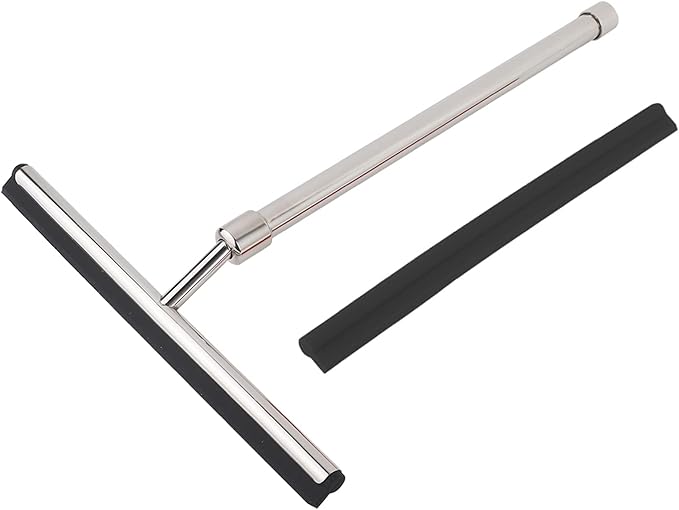 Hapivida Extendable Window Glass Cleaner with Silicone Blade Stainless Steel Telescopic Handle Wiper Brush for Bathroom Mirror Shower Door Cleaning