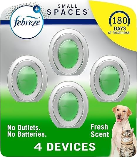 Febrezee Small Spaces Plug in Air Freshener Alternative for Home Odor Eliminator for Strong Odor 4 Count (Pack of 1) (Pet Odor)