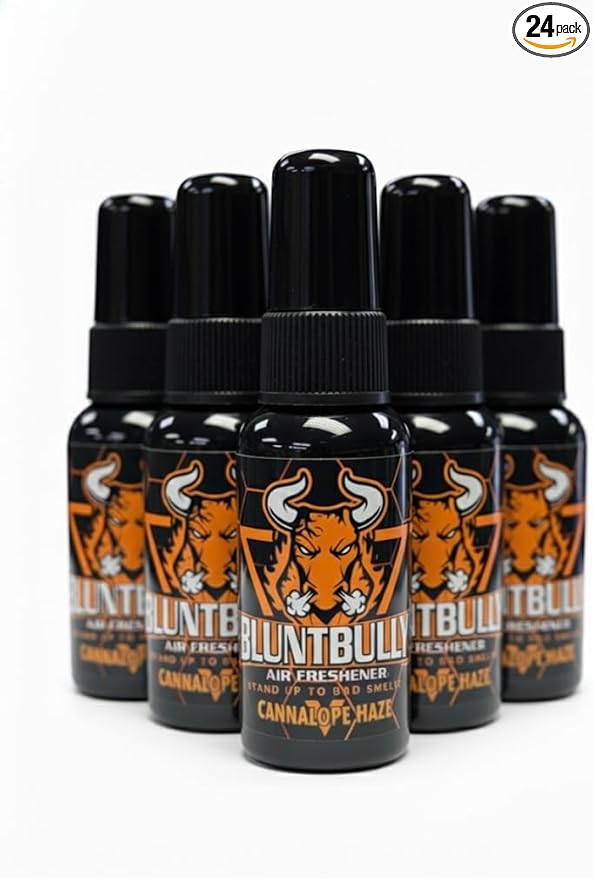 Blunt Bully Air Freshener (Cannalope Haze) Premium Oil Based Air Freshener Spray. Long-Lasting Room Bathroom Office &amp Car Scent | Eliminates Odors from Smoke Pets &amp More (Pack of 24)