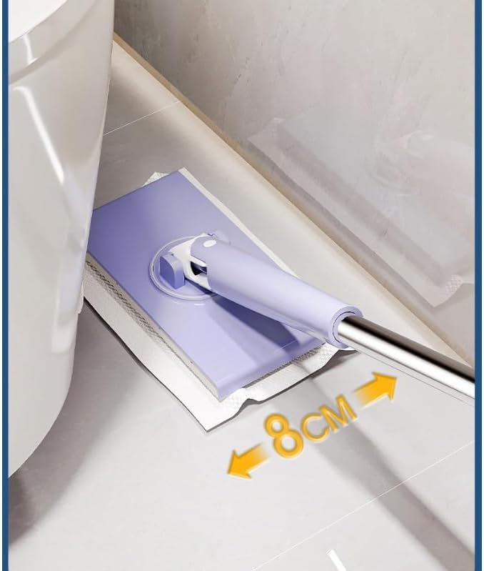Automatic Cloth Clip mop Bathroom mop Household Cleaning Tablet Small mop Multifunctional face Towel mop Dry and Wet Dual-Purpose Extended 2 Sets (Purple 2PCS 35.8in)