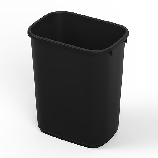 28 Qt. / 7 Gallon Black Rectangular Wastebasket Trash Can