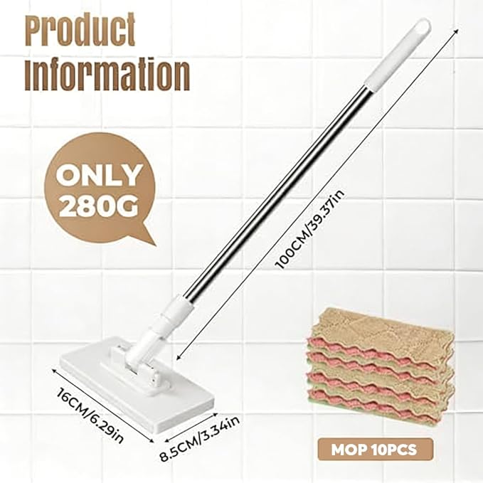 Snap Grip Mini Mop with Mop Clip &amp 10 Mops Pads 2026 New Mini Mops Set with Refill Pads Automatic Gripping Release 360° Rotating Head Wet/Dry Multi-Surface Cleaning (5 Pads + Clip)