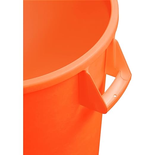SPARTA Bronco 32 Gallon Trash Can Thick Polyethylene Bin NSF Certified Waste Container with Top Handles Bottom Handholds Reinforced Base and Stackable LLDPE 32 Gallon Orange