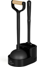 Sellemer Toilet Brush and Plunger Set Curved Design Head for Deep Cleaning Heavy Duty Toilet Bowl Brush and Plunger Combo with Holder for Bathroom Cleaning Black 1 Pack
