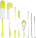 8 Boxed Wine Bottle Cleaning Brush Set for Narrow Wine/Beer Bottles/Thermos/jugs/sp Long Handled Black Cleaner(Yellow)