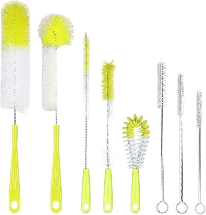 8 Boxed Wine Bottle Cleaning Brush Set for Narrow Wine/Beer Bottles/Thermos/jugs/sp Long Handled Black Cleaner(Black B)