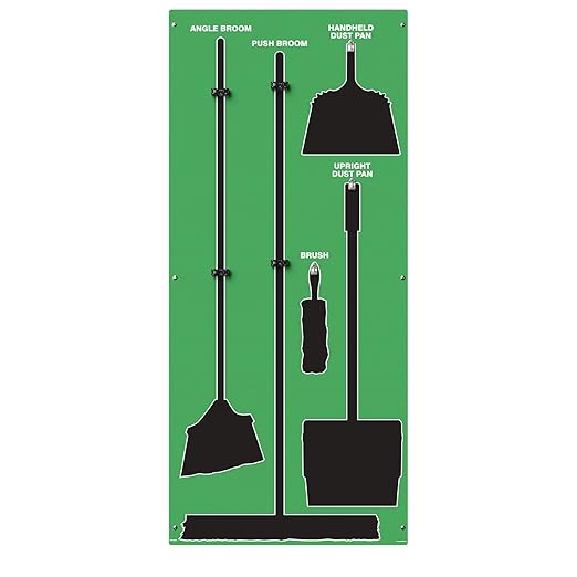Clean &amp Sweep 5S Shadow Board/Wall Mount Broom Holder 68 x 30 Board 5S Cleaning Station - Board Only Tools Sold Separately Made in The USA by AccuformNMC Green/Black PSB114GNBK