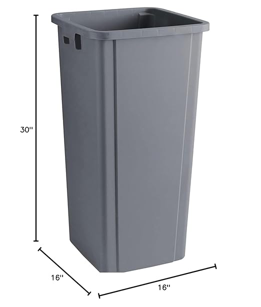 PRO&ampFamily 92 Qt. / 23 Gallon / 87 Liters Gray Square Trash Can. Trash Bin Kitchen Garbage Can Waste Basket Recycle Bin