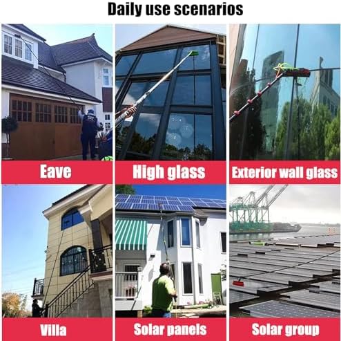 Glass Cleaning Brush Home Water Fed Telescopic Pole Kit Solar Panel Brush Rotating for Photovoltaic Panel12m/39FT Telescopic Window Cleaning Pole with Water Fed Brush Extendable Cleaner for