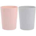 JiatuA Small Trash Can Plastic Wastebasket Garbage Container Bin for Bathroom Kitchen Under Sink Bedroom Home Office College Dorm Pink &amp Grey
