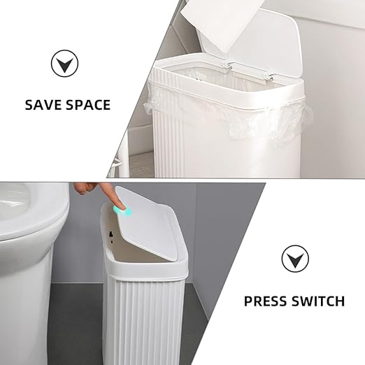 Trash Can with Lid Large Capacity Plastic Household Garbage Container for Bedroom Bathroom Office Wastebasket