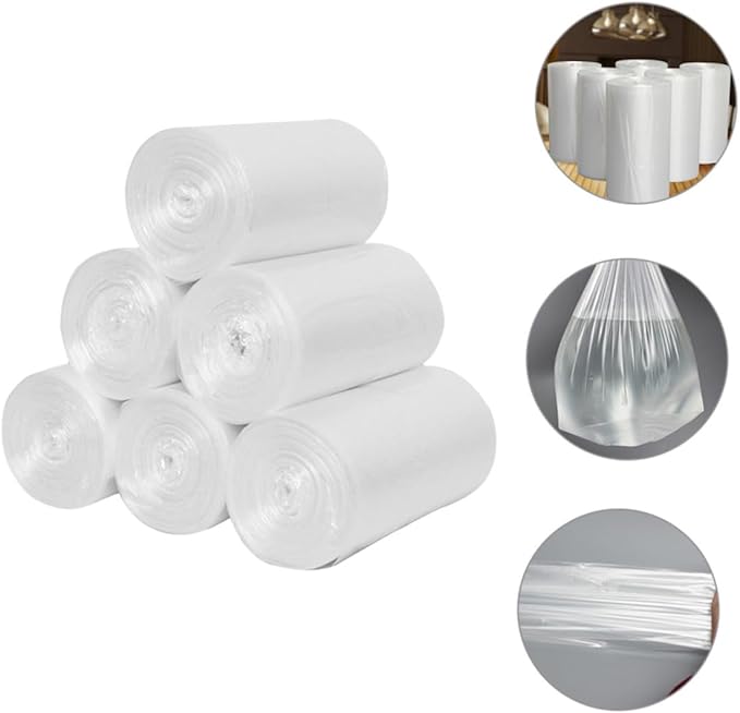 6 Rolls Thickened Kitchen Bathroom Trash Bags 45x50cm Flat Open Disposable Garbage Bags for Home Use Multipurpose Trash Can Liners Perforated Tear-off Style