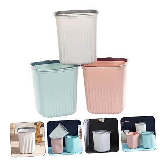 Amosfun 3pcs Wastebaskets Kitchen Trash Can Trash Basket Storage Basket Plastic Can Home Waste Bin
