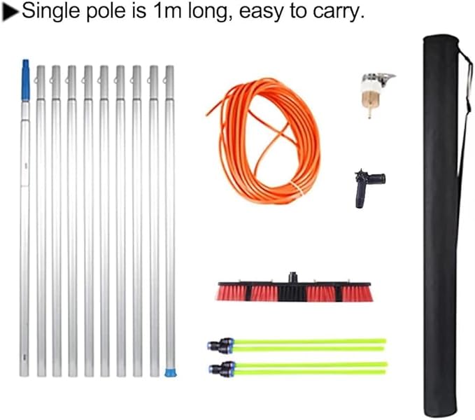 Glass Cleaning Brush Home Water Fed Telescopic Pole Kit Solar Panel Brush Rotating for Photovoltaic PanelWater Fed Extendable Telescopic Window Cleaning Pole Window Cleaner Kit�?-12m Exten