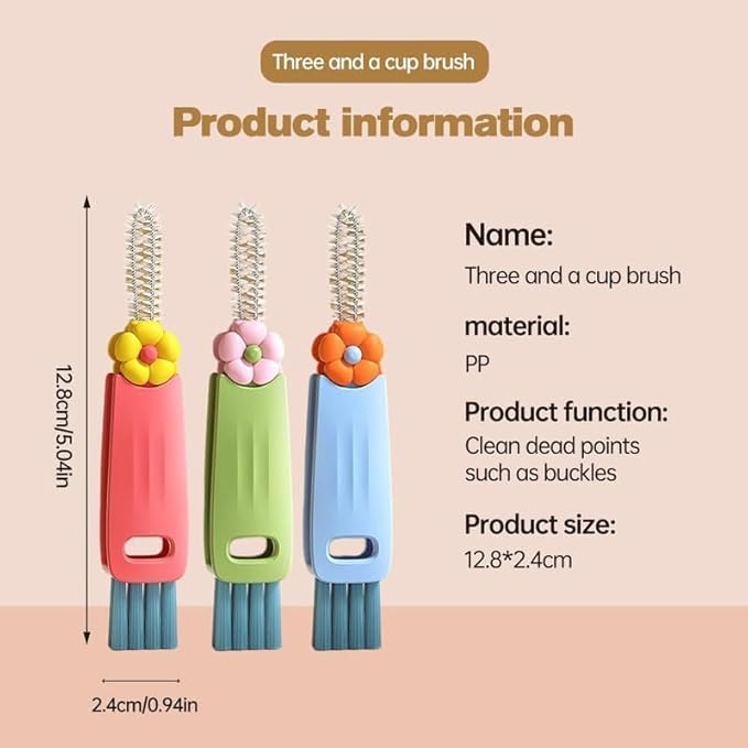 3-in-1 Silicone Lid Cleaning Brushes - Multifunctional Insulation Bottle &amp Tiny Cup Cleaner - Essential Kitchen Tool for Effective Home Cleaning