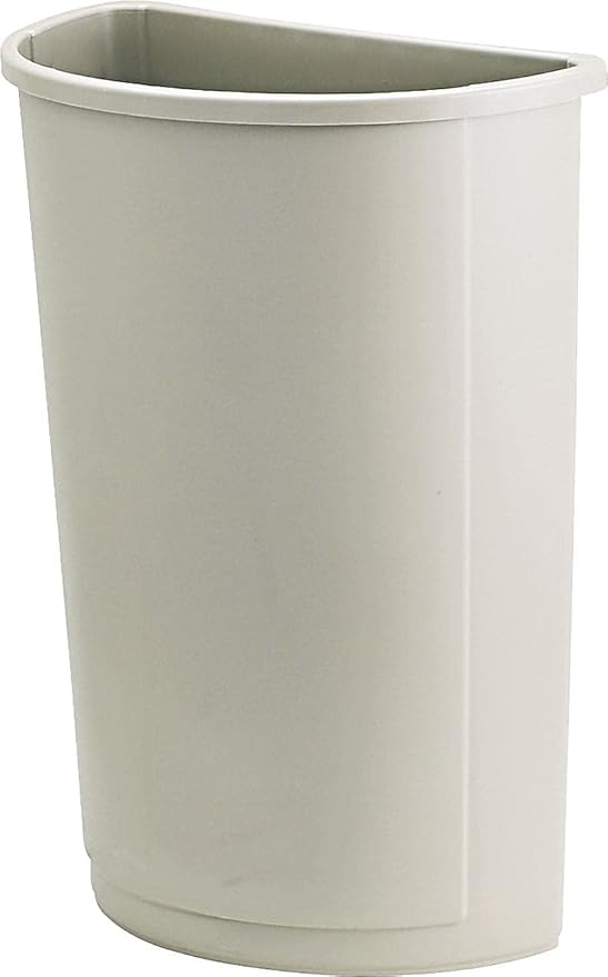 Rubbermaid 352000BG Untouchable Waste Container Half-Round Plastic 21gal Beige