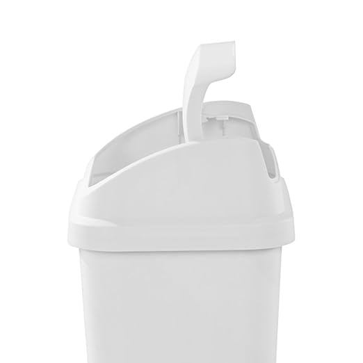 Sterilite 7.8 Gallon SwingTop Wastebasket Plastic Trash Can with Lid and Compact Design for Kitchen Office Dorm or Laundry Room White (12 Pack)