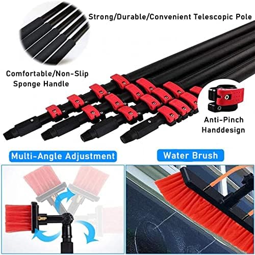 Glass Cleaning Brush Home Water Fed Telescopic Pole Kit Solar Panel Brush Rotating for Photovoltaic PanelSolar Panel Cleaning Brush Set with 6M Extension Pole Window Cleaning Equipment for
