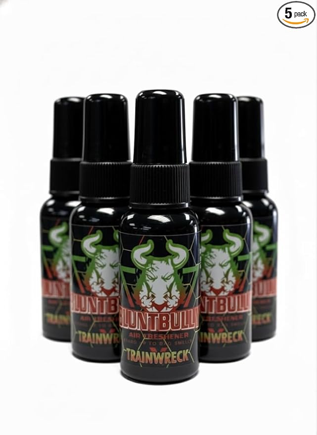 Air Freshener (Trainwreck) (5 Pack) Premium Oil Based Air Freshener Spray. Long-Lasting Room Bathroom Office &amp Car Scent | Eliminates Odors from Smoke Pets &amp More