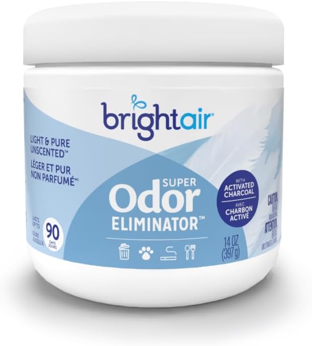 Bright Air 14 oz Odor Eliminator Gel Light &amp Pure Unscented Case of 6 Lasts up to 90 Days