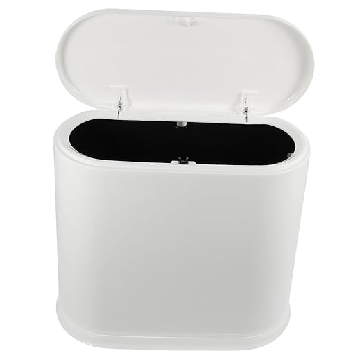 Lid Trash Can for Bathroom Kitchen Office Farmhouse Style Wastebasket with Space Saving Design Versatile Garbage Bin for Bedroom and Craft Use