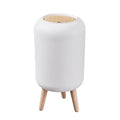 Trash Can With Lid for Bathroom 2 Gallon/10 Liter Round Garbage Bin With Press Top Plastic Modern Wastebasket With Soft Close Container for Bedroom Living Room Office (White)
