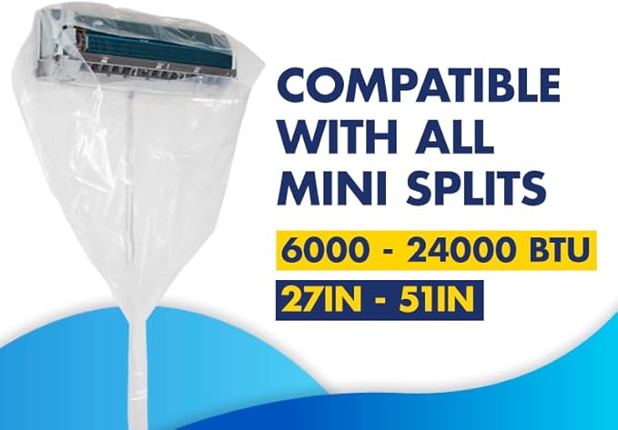 Leak Saver HVAC Guys Mini Split Cleaning Bag | Adjustable &amp Fits Any Size | 360 Degree Air Conditioner Cleaning Cover for Mini Split Air Conditioners