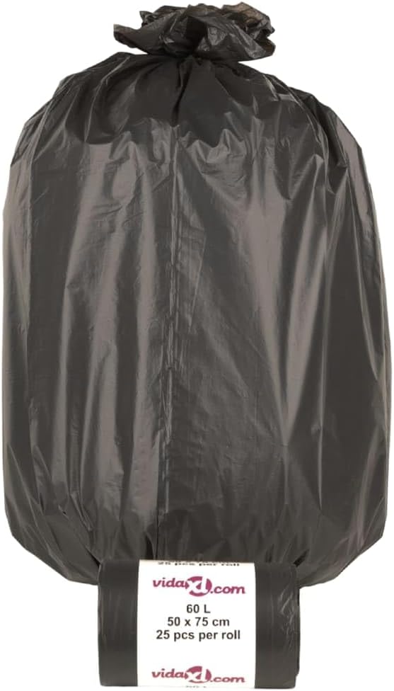 vidaXL Bin Bags 250 Pcs Trash Bag Trash Can Bin Liner for Home Office Bedroom Kitchen Multipurpose Garbage Bag Black 15.9 Gallon