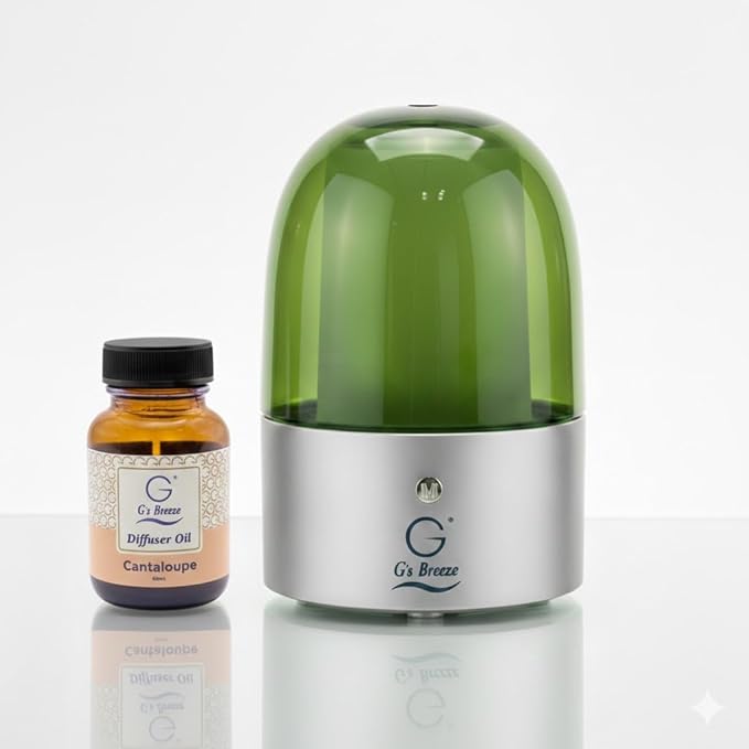 G’s Breeze Smart Diffuser with Refill – Bluetooth &amp Wi-Fi App Control Gradient LED Lighting Adjustable Scent Intensity Low Noise 24 Hour Aromatherapy Diffuser for Home &amp Office - Cantalou