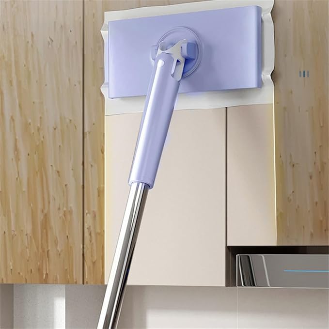 Automatic Cloth Clip mop Bathroom mop Household Cleaning Tablet Small mop Multifunctional face Towel mop Dry and Wet Dual-Purpose Extended 2 Sets (Purple 2PCS 35.8in)