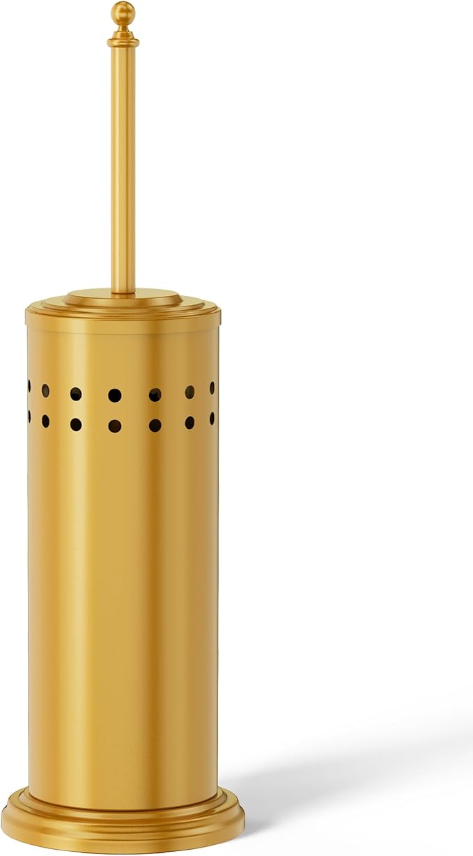 DOWRY Anti-Hand Off Toilet Plunger with Holder for BathroomPowerful Efficient Force Suction CupHeavy Duty Deep Cleaning Gold