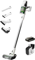 Greenworks 24V Deluxe Brushless (500W) Cordless Stick Vacuum Ultra Lightweight LED Lights 4Ah USB-C Battery and 30-Minute Super Charger Included (White)