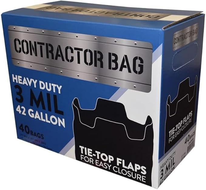 Inteplast 42 Gallon Heavy Duty Contractor Garbage Bag 3 MIL 40 Count.