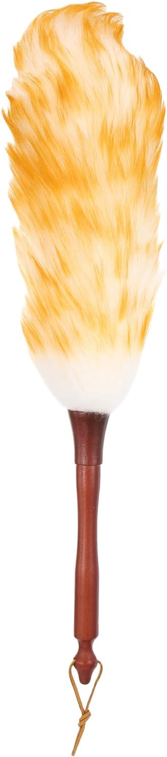 uxcell Wool Duster 20.5 Natural Feather Cleaner Household Cleaning Duster with Solid Wooden Handle for Cleaning Fans Window Blinds Shelves Furniture White Gold