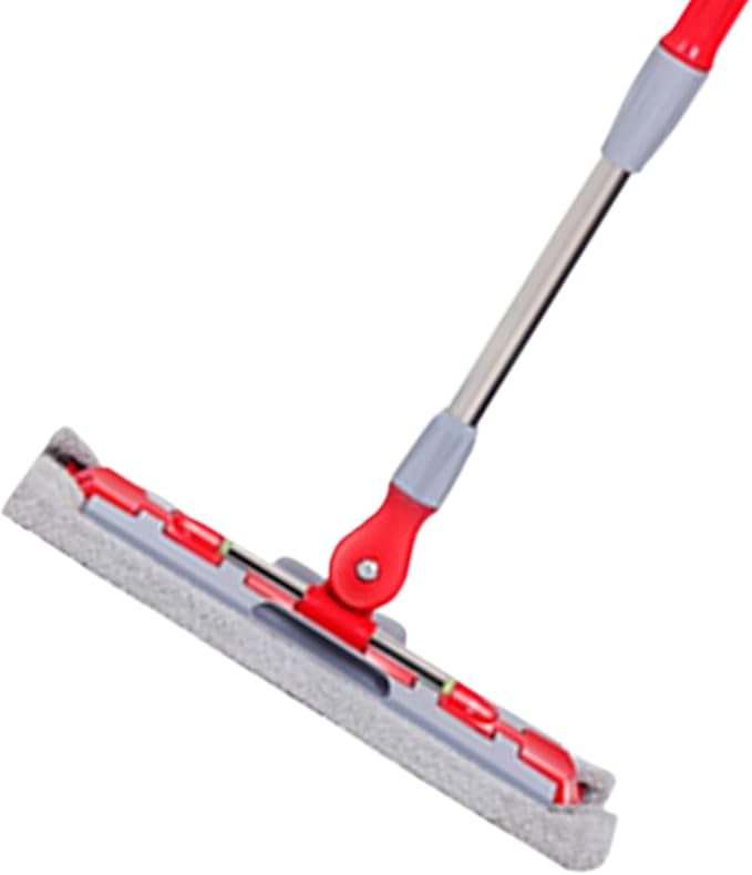 Flat Mop 360° Rotating Head 38x15x95cm Telescopic Handle Cleaning Mop Washable Floor Scrubber Non-Slip Grip for Wet and Dry Cleaning