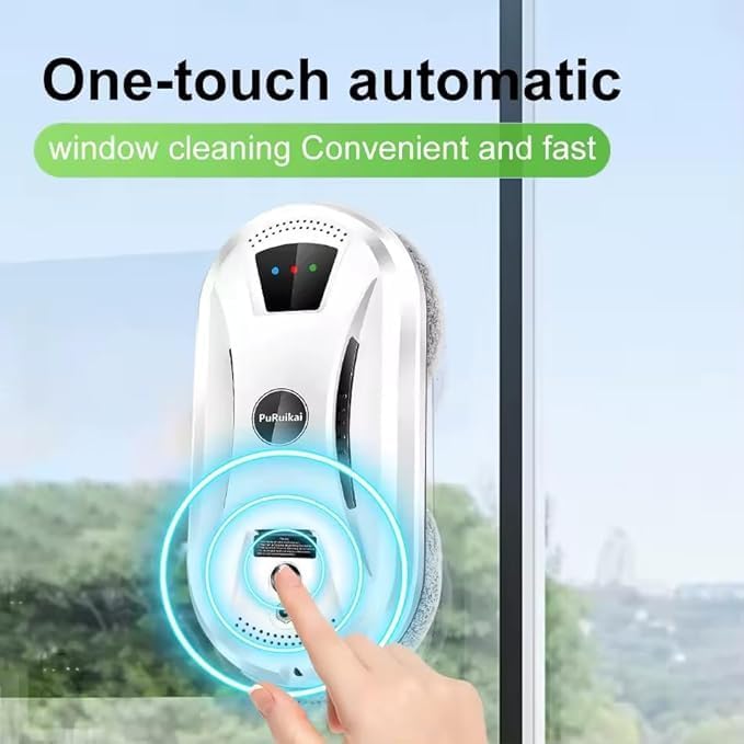 Automatic Smart Window Cleaning Robot Window Cleaner Robot Fully Automatic Remote Control Spray Cleaning Robot with Automatic Dual Water Spray 5600pa Suction with Remote Control (#A)
