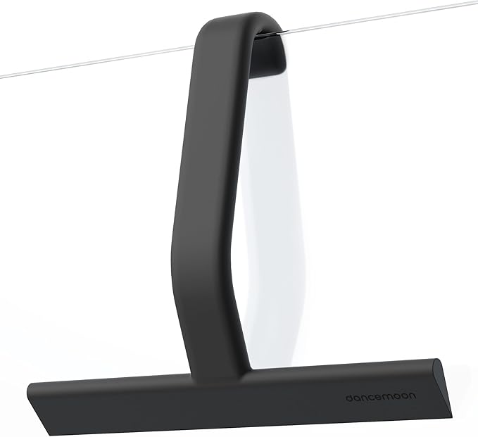 dancemoon JustHang Shower Squeegee for Glass Doors All-in-One Piece Silicone Squeegee with Built-in Hook for Bathroom Window Mirror Tile Wall Car Streak-Free Bathroom Cleaner Tool10 Inch Black