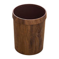 Lurrose Retro Trash Can 10L Imitation Wood Grain Wastebasket with Press Ring Vintage Kitchen Bathroom Garbage Bin for Living Room and Toilet Use