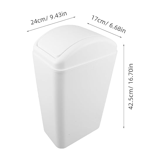 Alipis Plastic Trash Can with Swing Lid Space-Saving Slim Garbage Bin Bathroom Waste Basket Recycling Bin for Kitchen Bathroom Bedroom