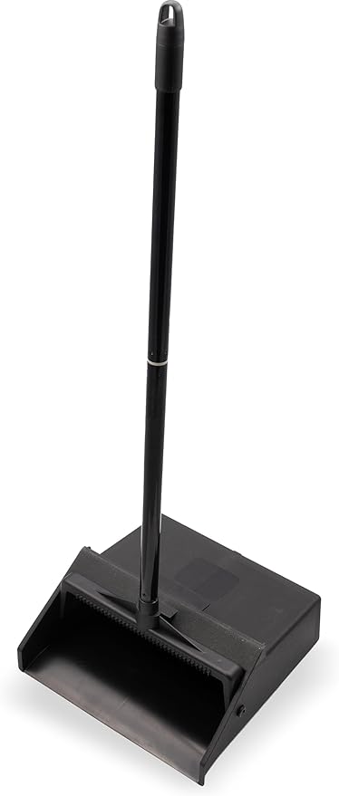 SPARTA Plastic Dust Pan Upright Pan With 2 Piece Handle For Cleaning 11 X 12 X 3.5 Inches Black