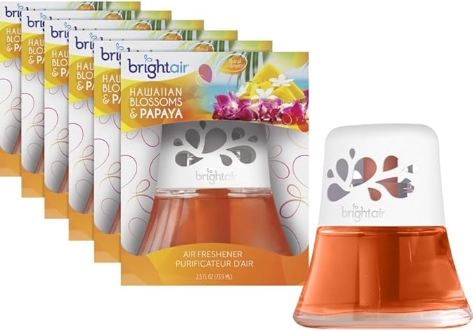 BRIGHT Air Scented Oil Air Freshener Hawaiian Blossoms And Papaya Orange 2.5 Oz 6/carton